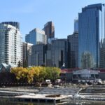Eau Claire Plaza in downtown Calgary near the Bow River