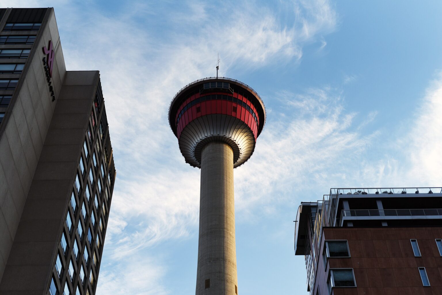 8 Avenue SW and the Calgary Tower in downtown Calgary