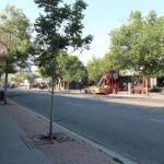 Shops and cafés on a summer day in Kensington, Calgary