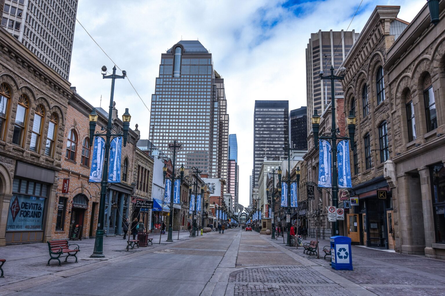 Stephen Avenue Walk, the pedestrian street in downtown Calgary